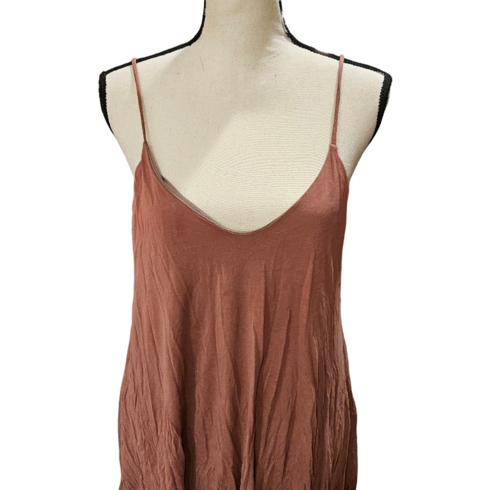 Mickey & Joey Flowy Spaghetti Strap Dress in Rust - Picture 2 of 7